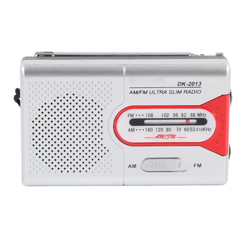 Tragbares Radio AM FM -Batterie -Batterie -Taschentransistor -Radio mit Lautsprecher und Kopfhörerbuchse für Home Outdoor (Silberrot) von Jauarta