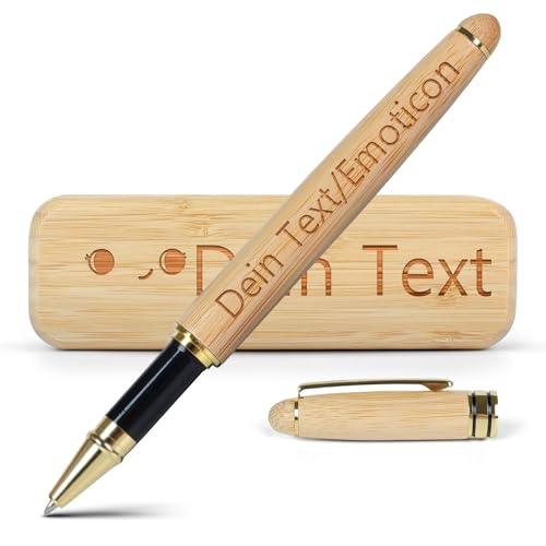 Jaucin Luxus Personalisierte Kugelschreiber mit Holzkiste und 5 Ersatzminen - Ideal für Sammler und als Geschenk (Kugelschreiber, Bambus) von Jaucin