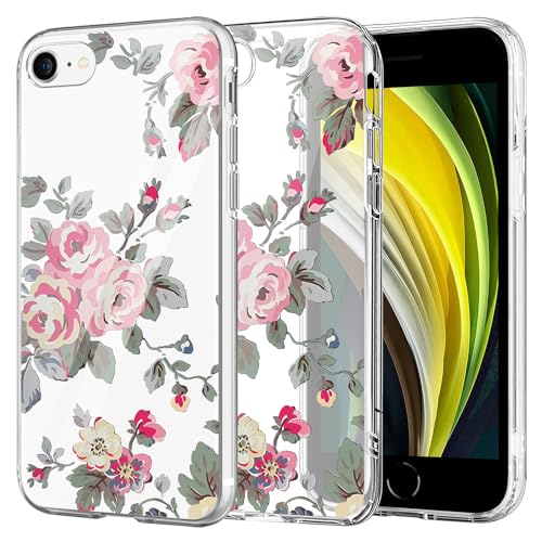 Jawneny 【𝐍𝐄𝐖】 Handyhülle für iPhone SE 8 7 Hülle Soft Silikon TPU DIY Blumen Schutzhülle für iPhone SE 2020 5G Cover Ultra-Dünne Weiche Transparent Clear Case für iPhone SE 2022 Tache (A) von Jawneny