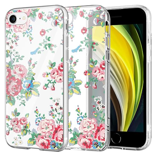 Jawneny 【𝐍𝐄𝐖】 Handyhülle für iPhone SE 8 7 Hülle Soft Silikon TPU DIY Blumen Schutzhülle für iPhone SE 2020 5G Cover Ultra-Dünne Weiche Transparent Clear Case für iPhone SE 2022 Tache (B) von Jawneny
