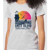Der Weiße Hai Welcome To Amity Island Damen T-Shirt - Grau - 3XL von Jaws