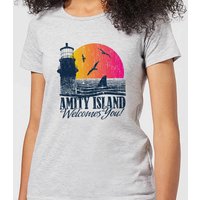 Der Weiße Hai Welcome To Amity Island Damen T-Shirt - Grau - 4XL von Jaws