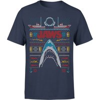 Jaws (Der weiße Hai) Männer Weihnachts T-Shirt - Navy - M von Jaws
