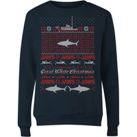 Jaws Great White Christmas Damen Weihnachtspullover – Schwarz - L von Jaws