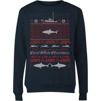 Jaws Great White Christmas Damen Weihnachtspullover – Schwarz - XL von Jaws
