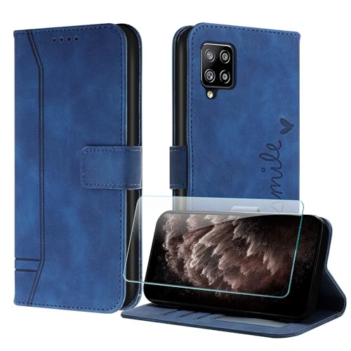 JayModCase Handyhülle Kompatibel mit Samsung Galaxy F22 / M32 4G, Flip PU Wallet Schutzhülle mit [1 Stück Schutzfolie] Kartenfach Magnetverschluss Ständer Hülle für Galaxy M32 4G (Blau) von JayModCase