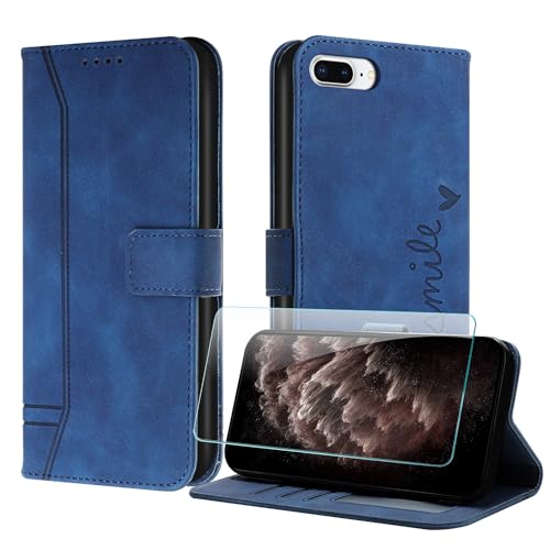 JayModCase Handyhülle Kompatibel mit iPhone 8 Plus/ 7 Plus/ 6 Plus (5,5 Zoll), Flip PU Wallet Schutzhülle mit [1 Stück Schutzfolie] Kartenfach Magnetverschluss Hülle für iPhone 6S Plus (Blau) von JayModCase