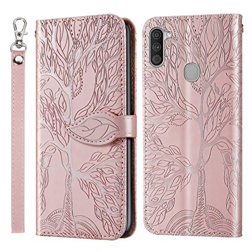 JayModCase Handyhülle für Samsung Galaxy A11 / M11, PU Leder Flip Kartenfach Geldbörse Magnetverschluss Standfunktion Cover, Kompatibel mit Samsung A11 / M11 - Roségold von JayModCase