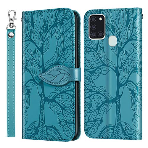 JayModCase Handyhülle für Samsung Galaxy A21S, PU Leder Flip Kartenfach Geldbörse Magnetverschluss Standfunktion Cover, Kompatibel mit Samsung Galaxy A21S - Himmelblau von JayModCase