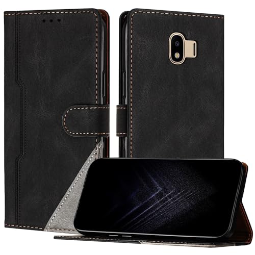 JayModCase Handyhülle für Samsung Galaxy J4 2018, PU-Leder Kartenschlitze Brieftasche mit magnetisch | Klappetui | Standfunktion | Stoßfeste Hülle für Galaxy J4 2018 (Schwarz) von JayModCase