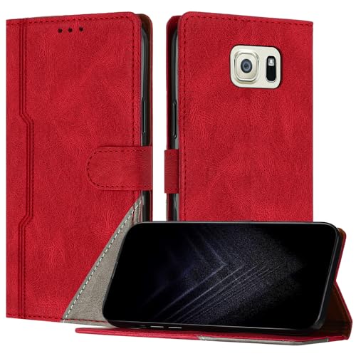 JayModCase Handyhülle für Samsung Galaxy S6 Edge Plus, PU-Leder Kartenschlitze Brieftasche mit magnetisch | Klappetui | Standfunktion | Stoßfeste Hülle für Galaxy S6 Edge Plus (Rot) von JayModCase