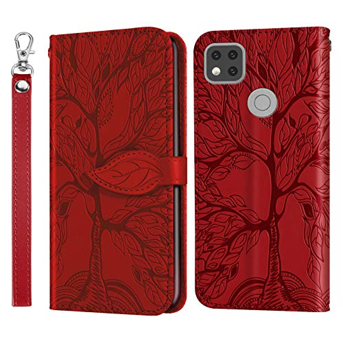 JayModCase Handyhülle für Xiaomi Redmi 9C, PU Leder Flip Kartenfach Geldbörse Magnetverschluss Standfunktion Cover, Kompatibel mit Xiaomi Redmi 9C - Rot von JayModCase