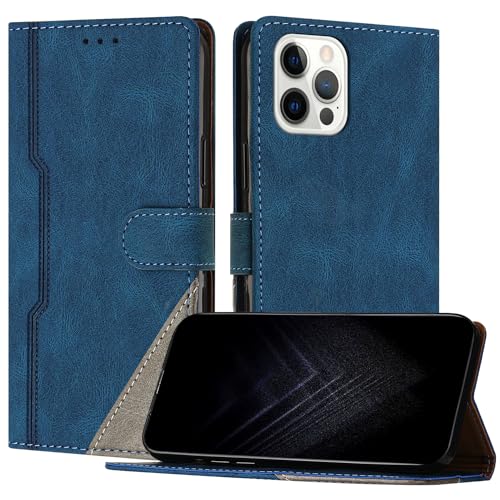 JayModCase Handyhülle für iPhone 12 / iPhone 12 Pro (6,1 Zoll), PU-Leder Kartenschlitze Brieftasche mit magnetisch | Klappetui | Standfunktion | Stoßfeste Hülle für iPhone 12 Pro (Blau) von JayModCase