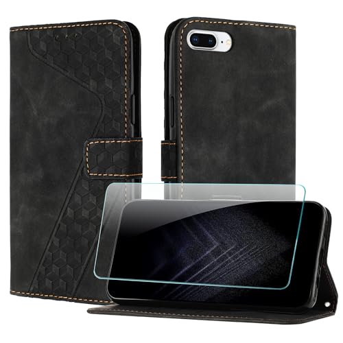 JayModCase Handyhülle für iPhone 8 Plus/iPhone 7 Plus/iPhone 6 Plus (5,5 Zoll) mit Schutzfolie, Flip Wallet PU Leder iPhone 6S Plus hülle [Kartenfach][Ständer] 360 Stoßfeste Schutzhülle - Schwarz von JayModCase