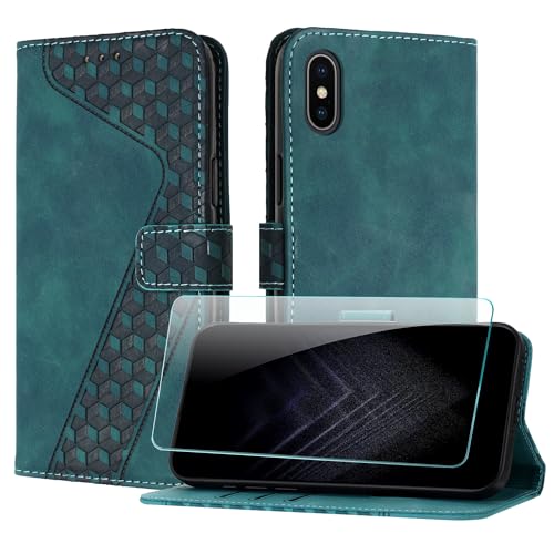 JayModCase Handyhülle für iPhone XS Max (6,5 Zoll) mit Schutzfolie, Flip Wallet PU Leder iPhone XS Max hülle [Kartenfach] [Magnet] [Ständer] 360 Stoßfeste Schutzhülle - Grün von JayModCase