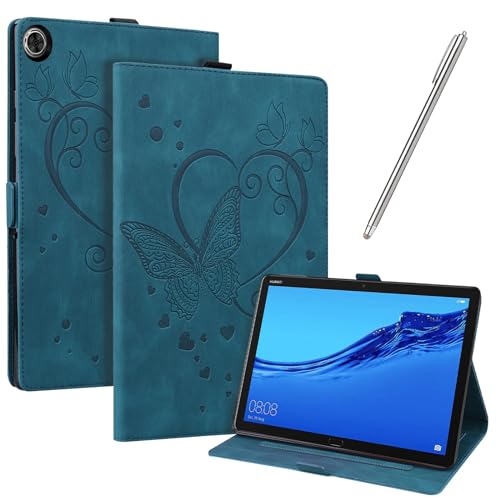 JayModCase Hülle Kompatibel mit Huawei MediaPad M5 Lite 10 10,1 Zoll PU Leder Schutzhülle Standfunktion Kartenschlitz Stifthalter Flip Cover (Blau) von JayModCase