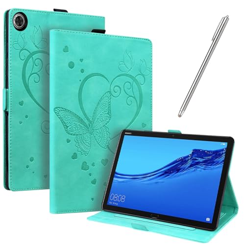 JayModCase Hülle Kompatibel mit Huawei MediaPad M5 Lite 10 10,1 Zoll PU Leder Schutzhülle Standfunktion Kartenschlitz Stifthalter Flip Cover (Grün) von JayModCase