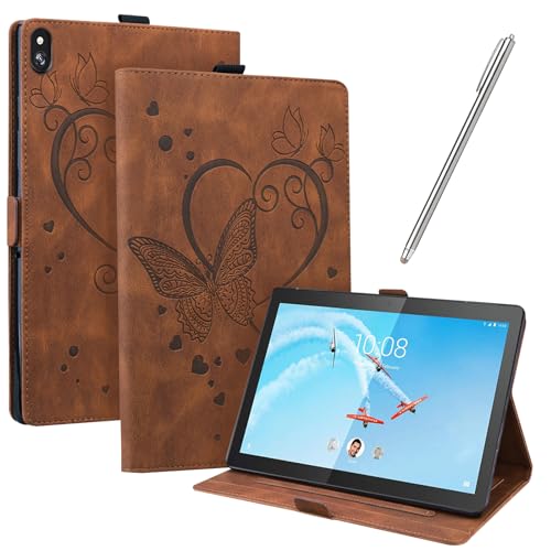 JayModCase Hülle Kompatibel mit Lenovo Tab M10 TB-X605F/TB-X605L/TB-X505F/TB-X505L PU Leder Schutzhülle Standfunktion Kartenschlitz Stifthalter Flip Cover Auto Schlaf/Wach Funktion (Braun) von JayModCase