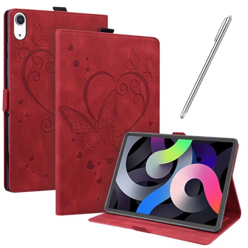 JayModCase Hülle Kompatibel mit iPad 10th Generation 2022 (10,9 Zoll) PU Leder Schutzhülle Standfunktion Kartenschlitz Stifthalter Flip Cover (Rot) von JayModCase