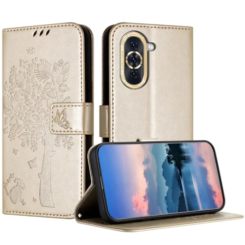 JayModCase Hülle für Huawei Nova 10 Pro, Leder Klapphülle Schutzhülle mit [Kartenfach] [Standfunktion] [Magnetverschluss] Handyhülle Kompatibel mit Huawei Nova 10 Pro - Gold von JayModCase