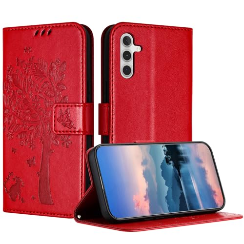 JayModCase Hülle für Samsung Galaxy A13 5G/ A04S / M13 5G, Leder Klapphülle Schutzhülle mit [Kartenfach] [Standfunktion] [Magnetverschluss] Handyhülle Kompatibel mit Samsung A13 5G - Rot von JayModCase