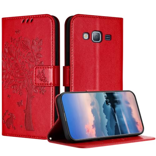 JayModCase Hülle für Samsung Galaxy J7 2016 / J710, Leder Klapphülle Schutzhülle mit [Kartenfach] [Standfunktion] [Magnetverschluss] Handyhülle Kompatibel mit Samsung J7 2016 - Rot von JayModCase