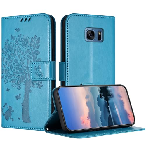 JayModCase Hülle für Samsung Galaxy S7 Edge, Leder Klapphülle Schutzhülle mit [Kartenfach] [Standfunktion] [Magnetverschluss] Handyhülle Kompatibel mit Samsung S7 Edge - Blau von JayModCase