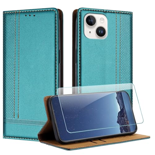 JayModCase Hülle für iPhone 13 Mini (5,4 Zoll) und Schutzfolie, Premium Leder Flip Schutzhülle mit [Kartenfächer] [Ständer] [Stoßfest] [Magnet] Handyhülle für iPhone 13 Mini - Grün von JayModCase