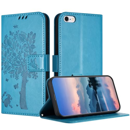 JayModCase Hülle für iPhone 6S / iPhone 6 (5,5 Zoll), Leder Klapphülle Schutzhülle mit [Kartenfach] [Standfunktion] [Magnetverschluss] Handyhülle Kompatibel mit iPhone 6S - Blau von JayModCase