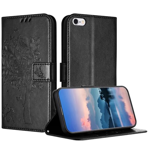 JayModCase Hülle für iPhone 6S / iPhone 6 (5,5 Zoll), Leder Klapphülle Schutzhülle mit [Kartenfach] [Standfunktion] [Magnetverschluss] Handyhülle Kompatibel mit iPhone 6S - Schwarz von JayModCase