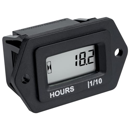 Jayron Digital LCD Betriebsstundenzähler Spannung AC/DC 5V bis 277V,Nicht Polarisiert,Snap-In-Installation,Wasserdichtes Design für ZTR Rasenmäher Traktor Generator Club Auto Kompressor von Jayron