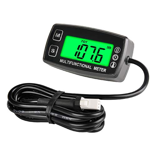NInE-ROnG Jayron Hintergrundbeleuchtung LCD Tachometer Motorthermometer Digitalanzeige Austauschbare Batterie für Motorrad ATV Boat Marine Compressor Cleaners (TS003) von Jayron