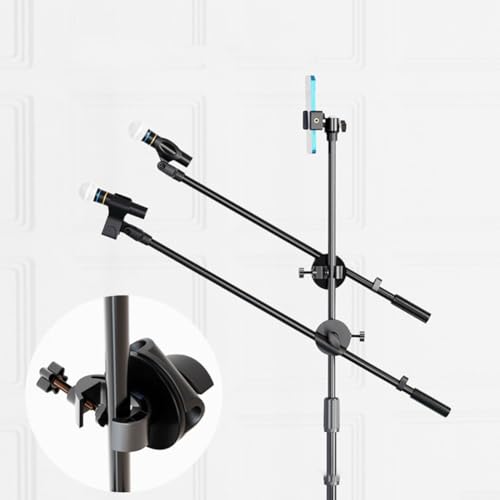 Verstellbare Querstange für Mikrofonständer, Klemmbefestigung, schwarz (3/8 Adapter) von Jayruit