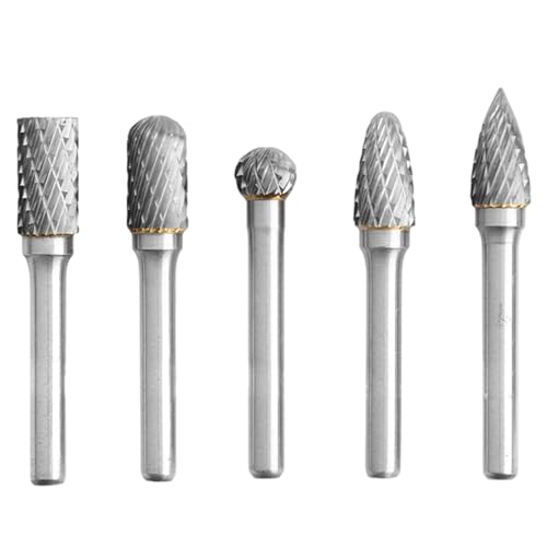 5pcs Wolfram-Carbid-Bohrer, doppelt geschnittenes Carbid-Grat-Set-Metallbohrer für DIY-Holzarbeiten, Metallpolieren, Gravur von Jcasbdn