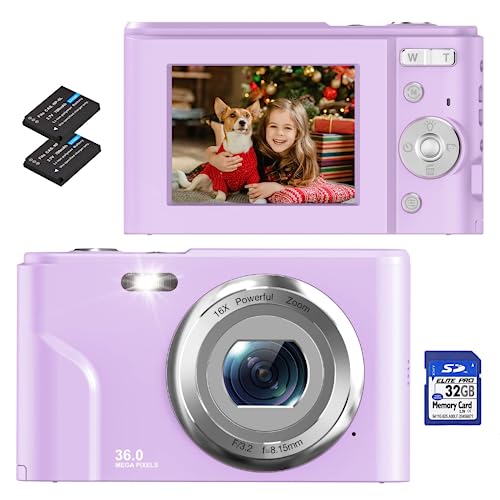 Digitalkamera,Jckduhan Mini Fotokamera FHD 1080P 16X Digitalzoom, Kompaktkamera für Kinder Teenager Anfänger Erwachsene(Purple) von Jckduhan
