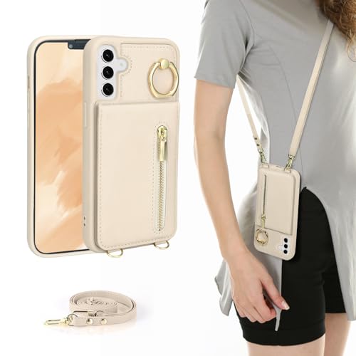 Jcxtrombulous Hülle für Galaxy S25+/S25 Plus Hülle Stoßfeste Handyhülle mit Verstellbarer Halskette RFID Reißverschluss Geldbörse Etui mit Kartenfach mit Band Ring Ständer Case für Frauen-Beige Jcxtrombulous Hülle für Galaxy S25+/S25 Plus Hülle Stoßfeste Handyhülle mit Verstellbarer Halskette RFID Reißverschluss Geldbörse Etui mit Kartenfach mit Band Ring Ständer Case für Frauen-Beige von Jcxtrombulous