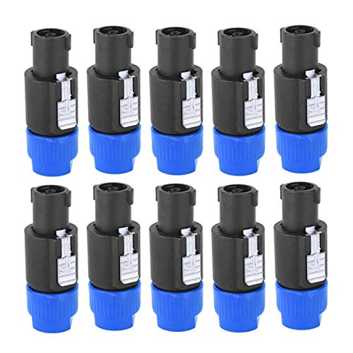 Jeanoko 10PCS C-NL4FC Humanisierter leitfähiger Speakon-Kabeladapter-Anschluss Audio-Speakon-Kabelhalterung Twist-Lock-Lautsprecherstecker für Kabel 6~15 mm(Blau) von Jeanoko