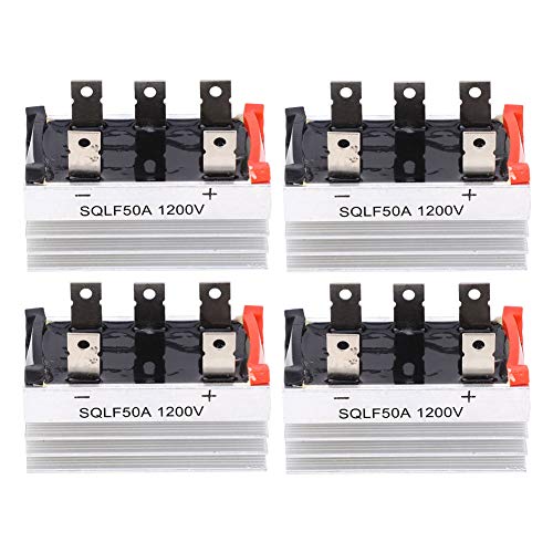 4 Stück SQLF50A 1200V Brückengleichrichter Schweißen 50A 3-Phasen-Gleichrichter Große Leistung Stabiles Gleichrichtermodul mit Kühlkörper Elektronisches Bauteil von Jeanoko