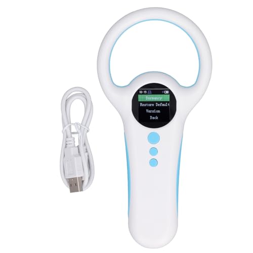 Animal Tag Reader, Animal Chip ID Reader Handheld Wireless Scanner für 134,2 kHz 125 kHz mit Hoher Helligkeitsbildschirm von Jeanoko