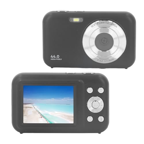 44MP 2,5K Digitalkamera, Vlogging-Kamera mit 16-fachem Digitalzoom, Autofokus-Taschen-Kompaktkamera mit 2,4-Zoll-IPS-Bildschirm, Kleine Videokamera für Kinder, Teenager, (Black) von Jectse
