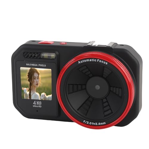 4K Digitalkamera, 64MP Vlogging -Kamera mit 18 -Fach Digitaler Zoom, Autofokus 2,8 -Zoll -Farbkamera Kleine Kamera für Fotografie für Schüler Jungen Jungen Mädchen Senioren (Black) von Jectse