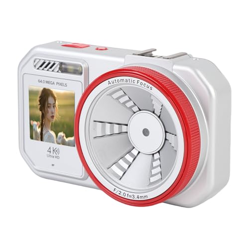 4K Digitalkamera, 64MP Vlogging -Kamera mit 18 -Fach Digitaler Zoom, Autofokus 2,8 -Zoll -Farbkamera Kleine Kamera für Fotografie für Schüler Jungen Jungen Mädchen Senioren (Silver) von Jectse