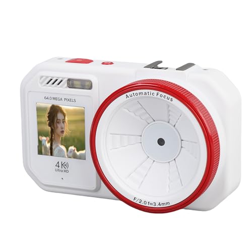 4K Digitalkamera, 64MP Vlogging -Kamera mit 18 -Fach Digitaler Zoom, Autofokus 2,8 -Zoll -Farbkamera Kleine Kamera für Fotografie für Schüler Jungen Jungen Mädchen Senioren (White) von Jectse