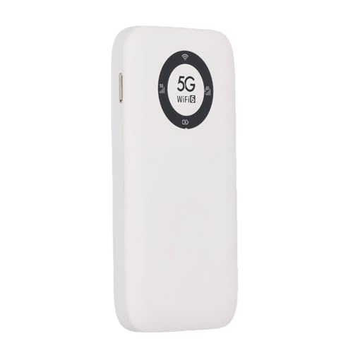 5G Mobile Hotspot, 2,4 GHz & 5,8 GHz Hochgeschwindigkeits -WiFi 6 Hotspot -Gerät für Reisen, Unterstützt Bis zu 16 Geräte, 7100 MAH Wiederaufladbare Tragbare Router mit SIM (White) von Jectse