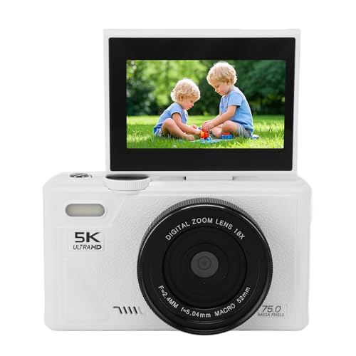 5K-Digitalkamera, 18-Fach Optischer Zoom, 75 MP, Digitale Point-and-Shoot-Kamera, Spiegellose 3-Zoll-Bildschirm-Vlogging-Kamera mit Autofokus für Kinder, Jugendliche, Erwachsene von Jectse