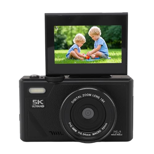 5K-Digitalkamera, 18-Fach Optischer Zoom, 75 MP, Digitale Point-and-Shoot-Kamera, Spiegellose 3-Zoll-Bildschirm-Vlogging-Kamera mit Autofokus für Kinder, Jugendliche, Erwachsene von Jectse