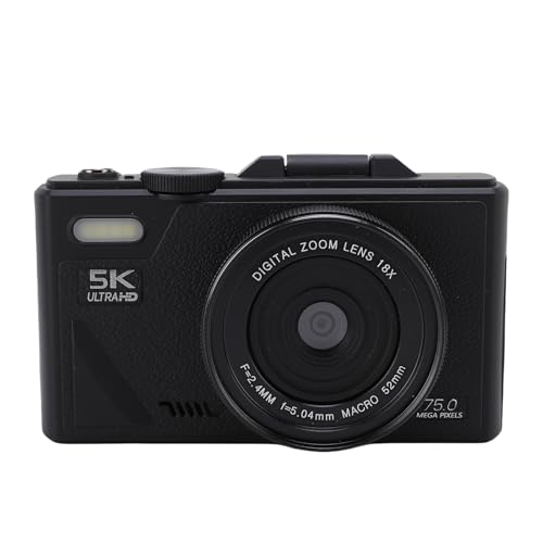 5K-Digitalkamera, 75-MP-HD-WLAN-Digitalkamera, 18-facher Digitalzoom, Autofokus, Kompakte Vlog-Reisevideokamera für Reisefotografievideos (32G) von Jectse