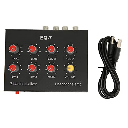 7-Band-Sound-Equalizer, ±12 DB Hohe Basseinstellung, Zweikanal, Eingang und -Ausgang, Aluminiumlegierung, DC5V-12V-Stromversorgung, Kompatibel mit Kopfhörern von Jectse