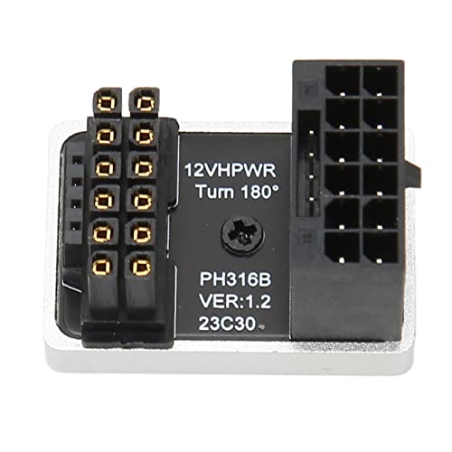 ATX 16Pin Stecker auf 16Pin Buchse 180 Grad Abgewinkelter Adapter für Desktop-Grafikkarte, 600W PCIe5.0 HPWR GPU U-Drehwinkel-Anschluss für Desktop-PC (Silber) von Jectse