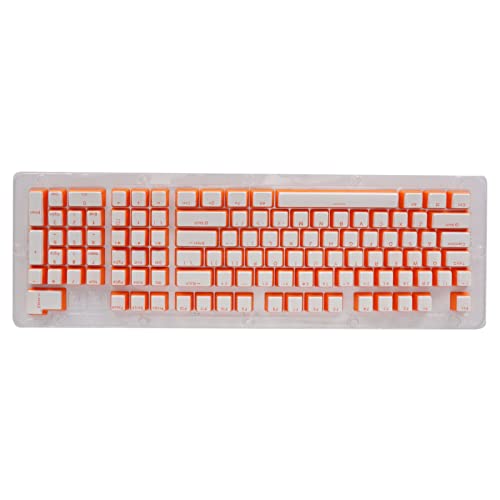 Benutzerdefinierte Tastenkappen, 110 Tasten OEM Niedliche Tastenkappen mit Hintergrundbeleuchtung, Professionelle Gaming-Tastatur Tastenkappen für 61 64 68 72 82 84 87 104 108 Tasten(Weiß-Orange) von Jectse